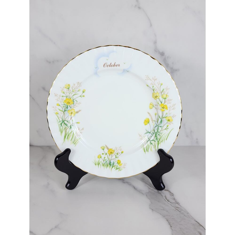 Royal Albert October Buttercup Wild Flower Year 1987 Bone China 8" Wall Decor